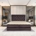 Pat boxspring Lugano, catifea premium,  Inaltime Capat 140 cm, Saltea Inclusa, Topper Inclus